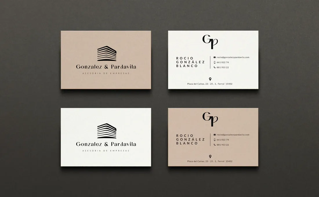 Tarjetas de visita de González & Pardavila, asesoría de Ferrol